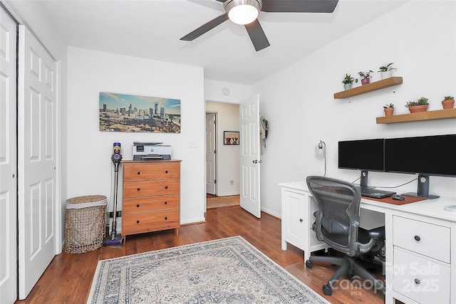 433 W 8th St Unit 66, Charlotte, NC 28202 - office space with a ceiling fan and dark wood finished floors