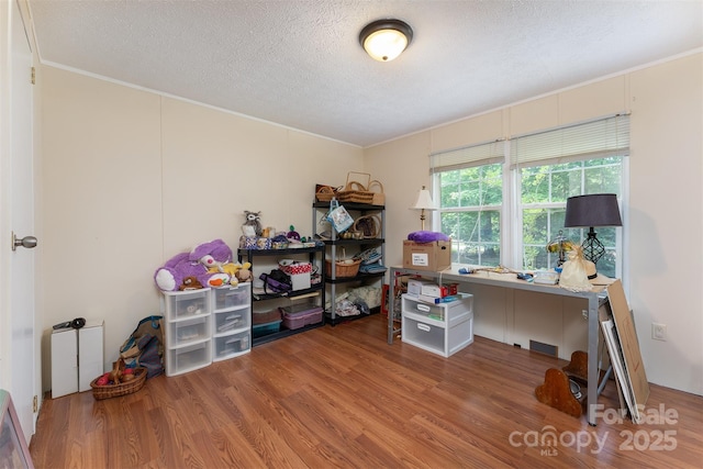 38 Hidden Forest Dr, Hendersonville, NC 28792 - home office with a textured ceiling, wood finished floors, and ornamental molding