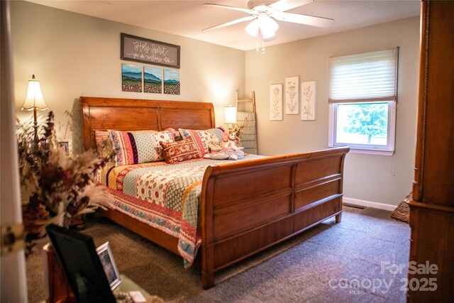 171 Shores Way, Boone, NC 28607 - bedroom with carpet floors, a ceiling fan, and baseboards