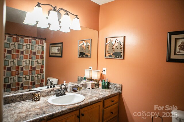 171 Shores Way, Boone, NC 28607 - full bath featuring toilet, vanity, and a shower with shower curtain