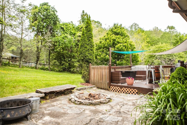 171 Shores Way, Boone, NC 28607 - view of patio / terrace featuring a fire pit and a deck