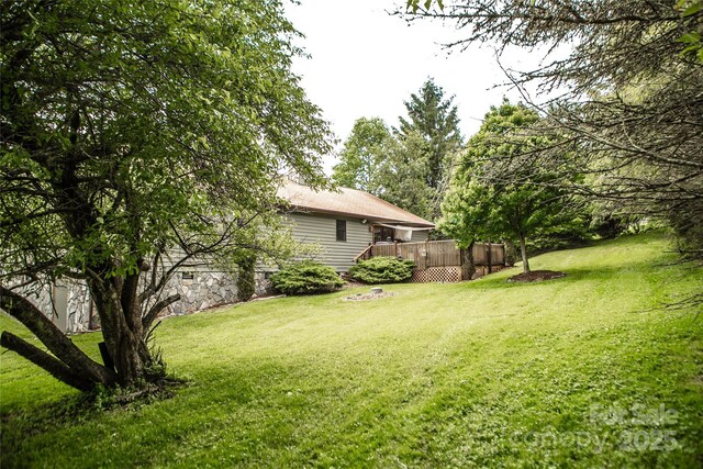 171 Shores Way, Boone, NC 28607 - view of green lawn featuring a deck