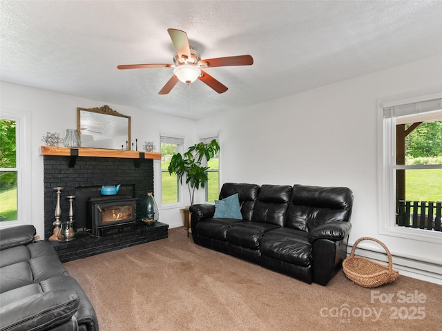 540 Windswept Ridge Rd, Canton, NC 28716 - carpeted living room with ceiling fan and baseboard heating