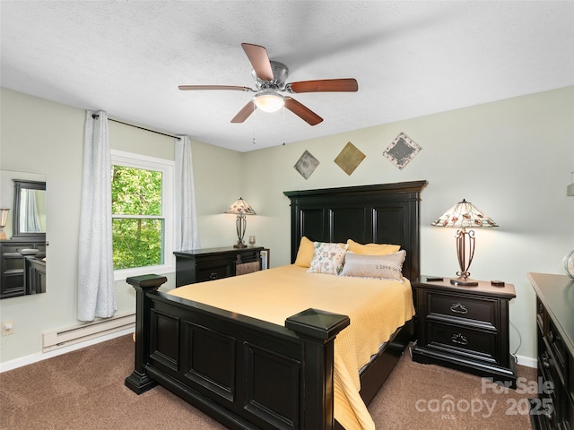 540 Windswept Ridge Rd, Canton, NC 28716 - bedroom with a baseboard radiator, carpet floors, baseboards, and a ceiling fan