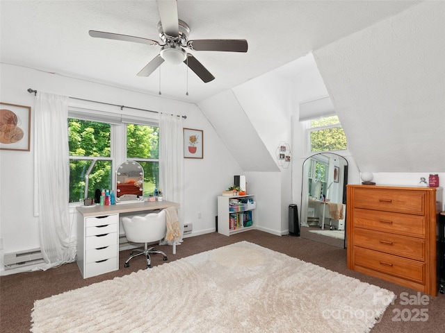 540 Windswept Ridge Rd, Canton, NC 28716 - office space featuring carpet, healthy amount of natural light, vaulted ceiling, ceiling fan, and a baseboard heating unit