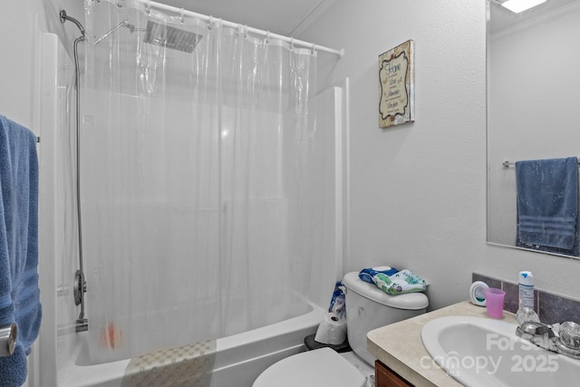 8650 Lambs Way, Connelly Springs, NC 28612 - full bathroom with shower / tub combo, vanity, toilet, and crown molding