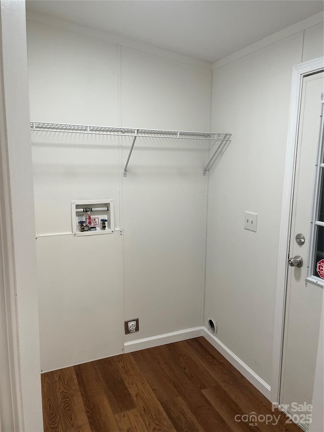 6219 Heavner Rd, Vale, NC 28168 - laundry room featuring washer hookup and dark wood finished floors