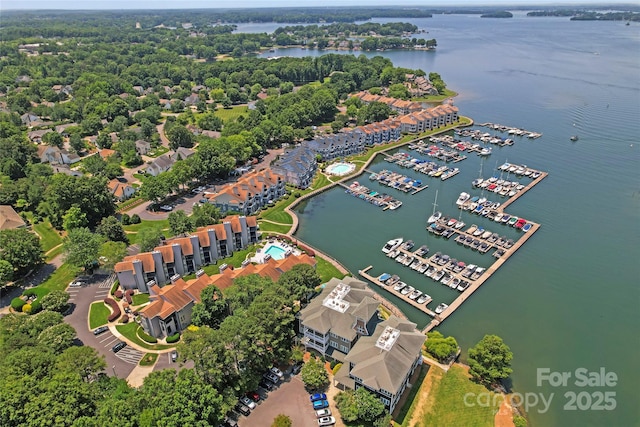 18733 Bluff Point Rd, Cornelius, NC 28031 - drone / aerial view of a large body of water and numerous boat docks