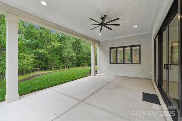 213 Crest Ct, Weddington, NC 28104 - view of patio featuring ceiling fan