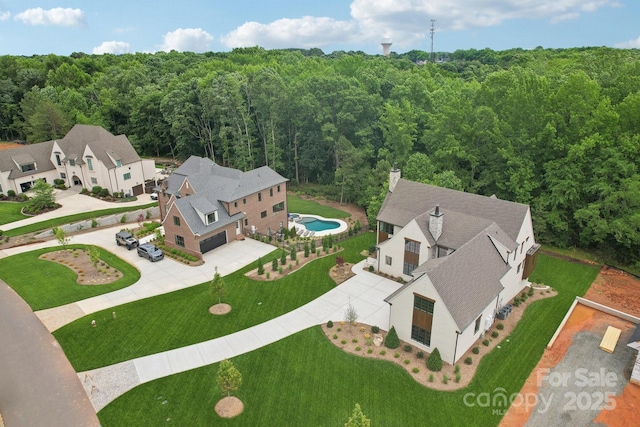 213 Crest Ct, Weddington, NC 28104 - drone / aerial view of a forest and a pool