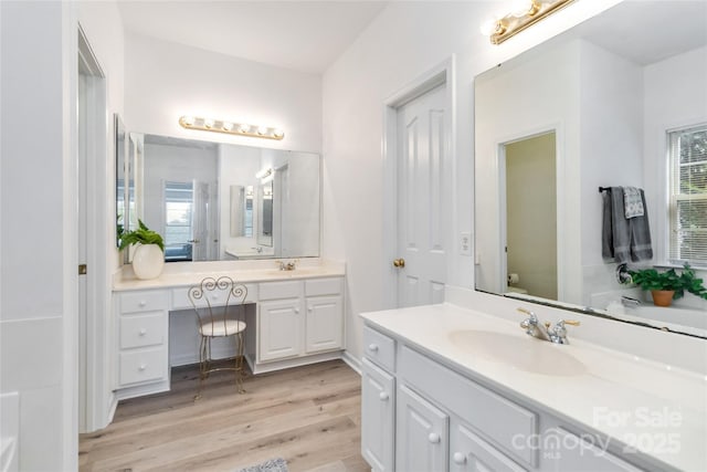 7704 Ninth Fairway Ln, Mint Hill, NC 28227 - bathroom with vanity, wood finished floors, and a bathtub