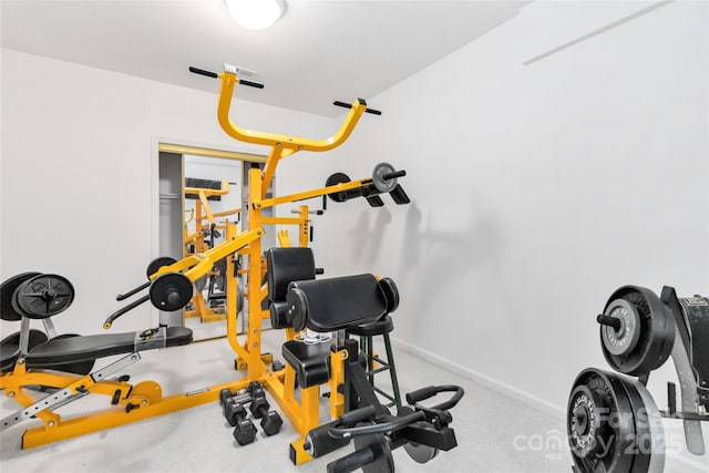 7704 Ninth Fairway Ln, Mint Hill, NC 28227 - workout area featuring baseboards and carpet flooring