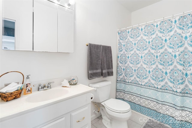 7704 Ninth Fairway Ln, Mint Hill, NC 28227 - bathroom with vanity, tile patterned floors, and a shower with curtain