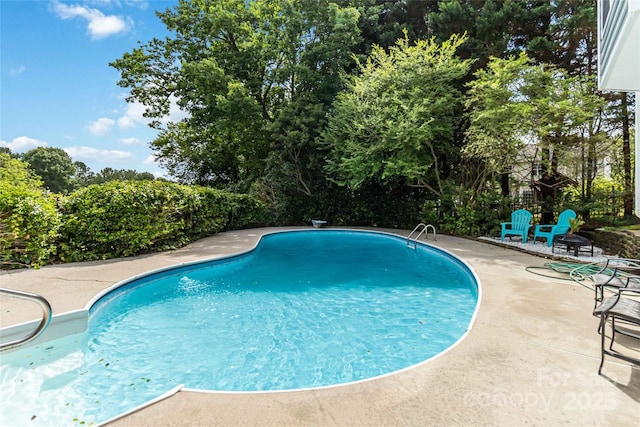 7704 Ninth Fairway Ln, Mint Hill, NC 28227 - outdoor pool with a patio and view of wooded area