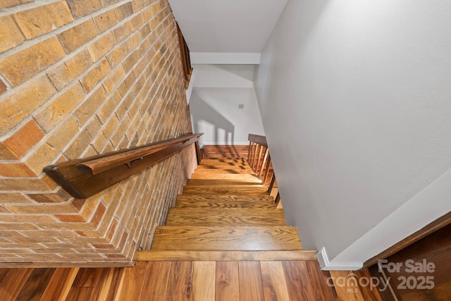 204 Woodfield Dr, Asheville, NC 28803 - staircase with hardwood / wood-style flooring and baseboards