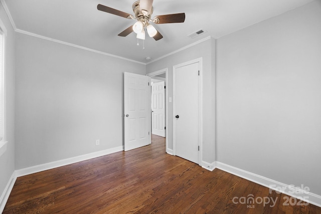 1319 Mt Gallant Rd, Rock Hill, SC 29732 - unfurnished bedroom with wood finished floors, baseboards, crown molding, and ceiling fan