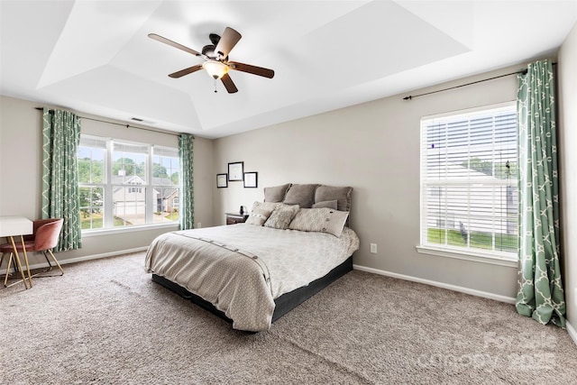 4612 Maple Crest Pl, Harrisburg, NC 28075 - bedroom featuring a raised ceiling, carpet floors, baseboards, and ceiling fan
