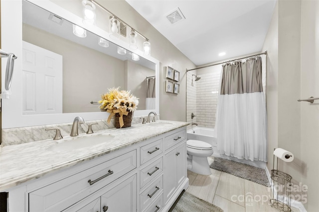 4612 Maple Crest Pl, Harrisburg, NC 28075 - bathroom with toilet, double vanity, and shower / bath combo