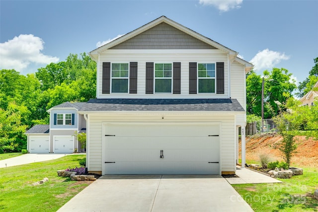 463 W Barr St, Lancaster, SC 29720 - view of front of property with an attached garage, a front yard, driveway, and roof with shingles