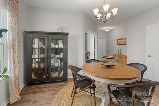 1826 Goodheart Ln, York, SC 29745 - dining space with wood finished floors, baseboards, and a chandelier