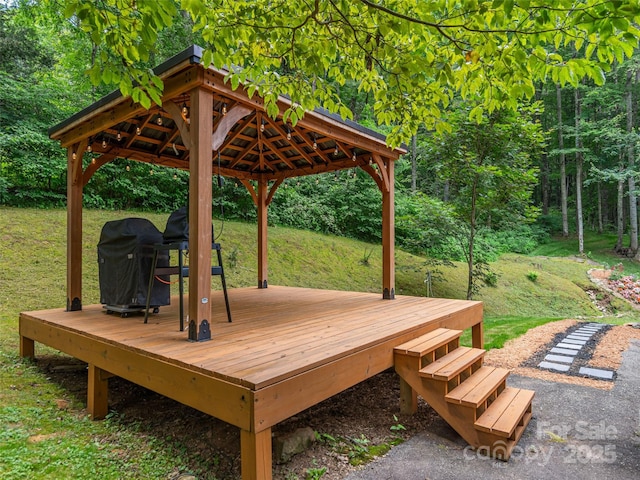 1903 Mauney Cove Rd, Waynesville, NC 28786 - wooden terrace with a gazebo, grilling area, and a yard
