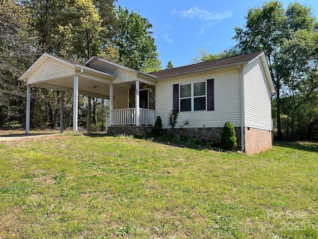 22 Congress St, Granite Falls, NC 28630 - view of front of property featuring a porch, a front yard, and an attached carport