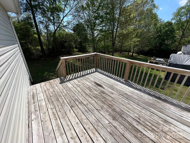 22 Congress St, Granite Falls, NC 28630 - wooden deck with view of scattered trees