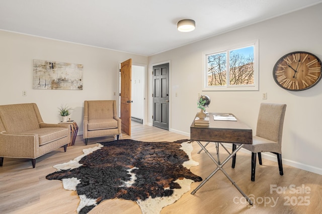 471 Highlands View Rd, Highlands, NC 28741 - office featuring light wood-style flooring, a baseboard heating unit, and baseboards