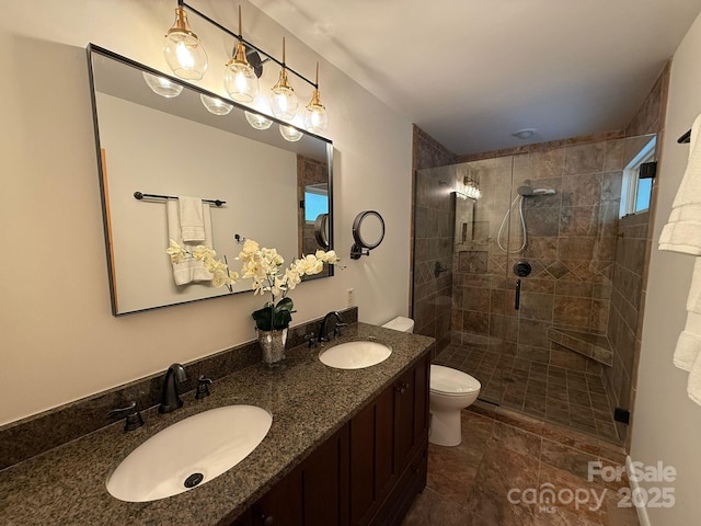 471 Highlands View Rd, Highlands, NC 28741 - full bath with toilet, double vanity, and a tile shower
