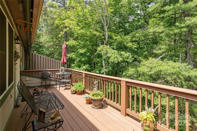 73 Ridgetop Cir Unit 302, Brevard, NC 28712 - wooden terrace featuring a view of trees