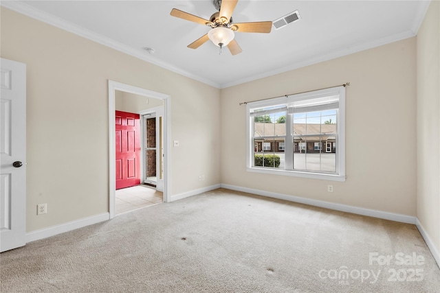 2765 Clover Rd NW, Concord, NC 28027 - carpeted empty room featuring crown molding, baseboards, and a ceiling fan