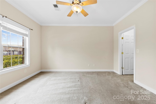 2765 Clover Rd NW, Concord, NC 28027 - carpeted empty room featuring ornamental molding, baseboards, and a ceiling fan