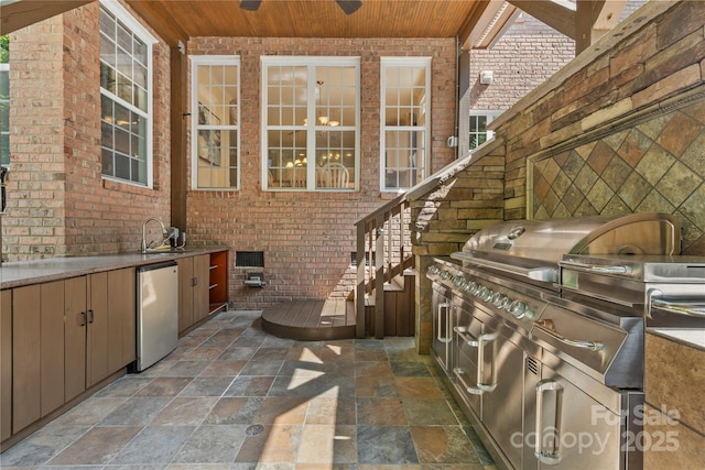 1336 Dobson Dr, Waxhaw, NC 28173 - view of patio / terrace featuring area for grilling, a ceiling fan, and stairway