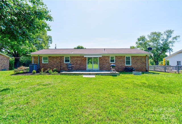3413 Fallston Rd, Shelby, NC 28150 - rear view of property featuring central AC unit and brick siding