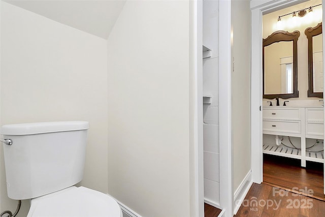 604 Ferguson Ridge Rd, Gastonia, NC 28052 - bathroom featuring wood finished floors, toilet, and vanity