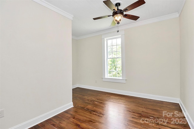 604 Ferguson Ridge Rd, Gastonia, NC 28052 - unfurnished room with baseboards, dark wood-style flooring, ornamental molding, and ceiling fan