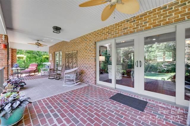 103 3rd St SW, Catawba, NC 28609 - porch featuring a ceiling fan and french doors