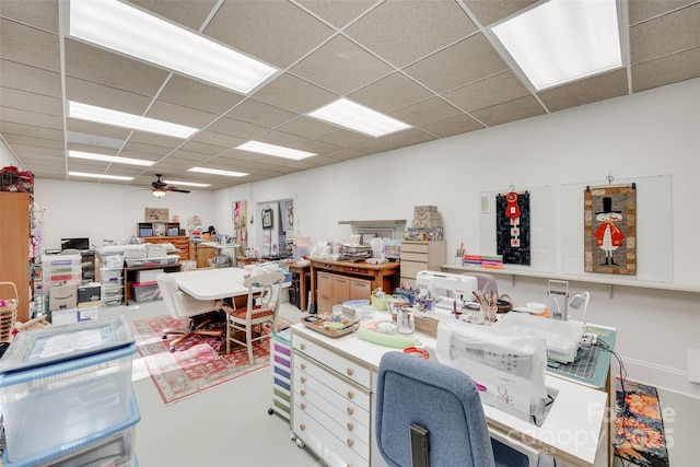 103 3rd St SW, Catawba, NC 28609 - office with a paneled ceiling, ceiling fan, and concrete floors