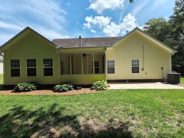 509 Settlers Grove Ln, Salisbury, NC 28146 - rear view of house featuring a patio, a lawn, a sunroom, and ceiling fan