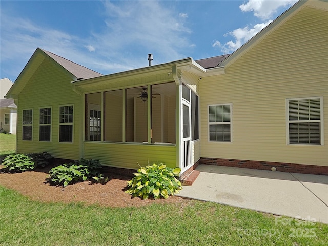 509 Settlers Grove Ln, Salisbury, NC 28146 - rear view of house with a sunroom, a patio, and crawl space