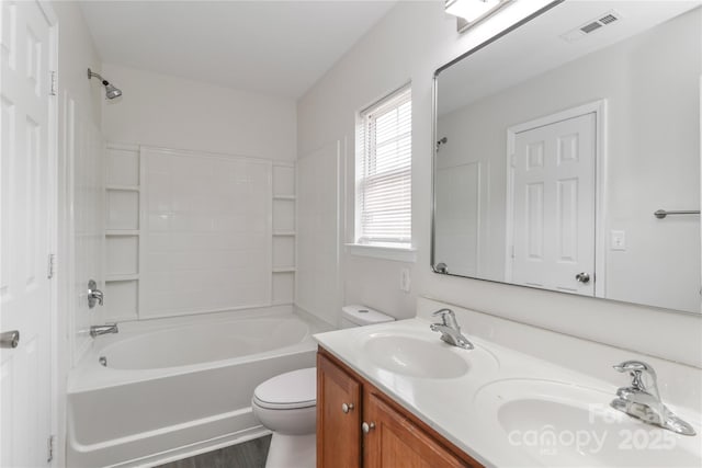 7806 Mcgarry Trl, Charlotte, NC 28214 - bathroom with double vanity and washtub / shower combination