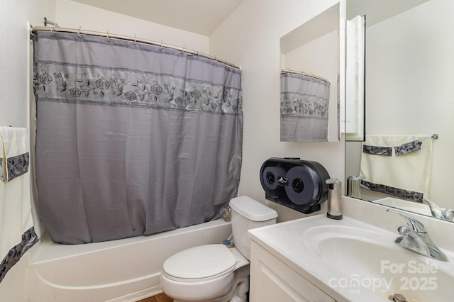 10816 Pointer Ridge Dr, Charlotte, NC 28214 - bathroom with vanity, toilet, and shower / bath combo with shower curtain