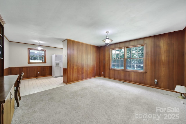 967 Hilldale Dr, Lancaster, SC 29720 - empty room featuring wood walls, light colored carpet, and wainscoting