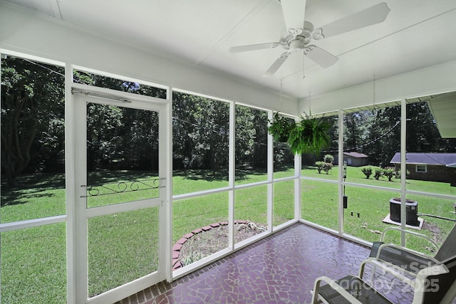 967 Hilldale Dr, Lancaster, SC 29720 - unfurnished sunroom with ceiling fan