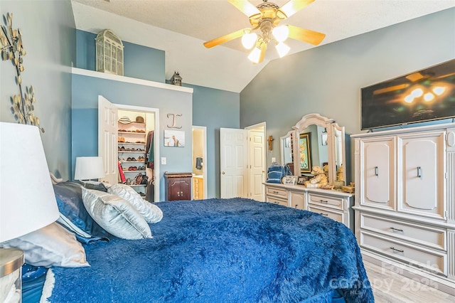 60 Southchase Dr, Fletcher, NC 28732 - bedroom with a spacious closet, lofted ceiling, ceiling fan, connected bathroom, and a closet