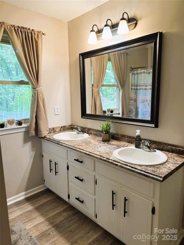 136 Christopher Rd, Marion, NC 28752 - bathroom featuring double vanity and wood finished floors