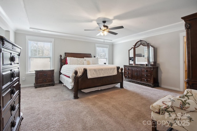 10012 Michael Crossing Dr, Charlotte, NC 28213 - bedroom with light colored carpet, ceiling fan, crown molding, and baseboards