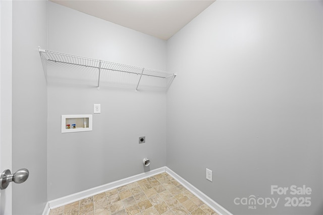 8400 Empress Ct, Charlotte, NC 28227 - washroom featuring hookup for a washing machine, hookup for an electric dryer, baseboards, and stone finish floors