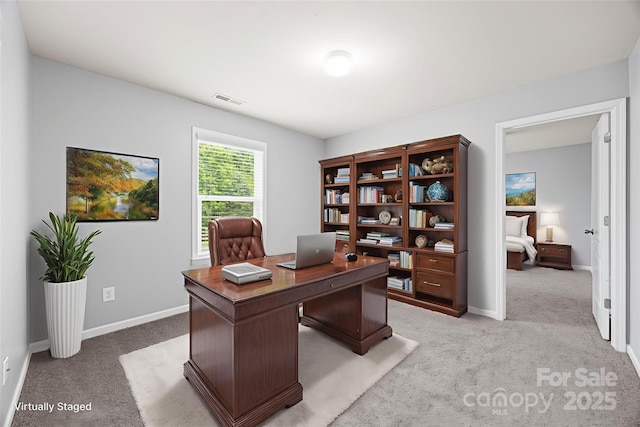 8400 Empress Ct, Charlotte, NC 28227 - home office featuring light colored carpet and baseboards