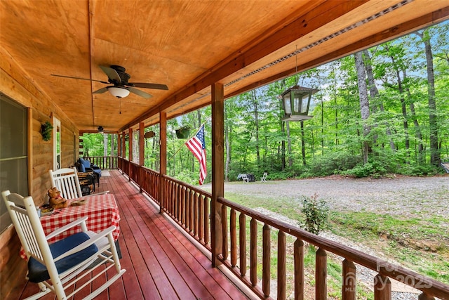 252 Idylwild Ln, Black Mountain, NC 28711 - wooden porch with ceiling fan